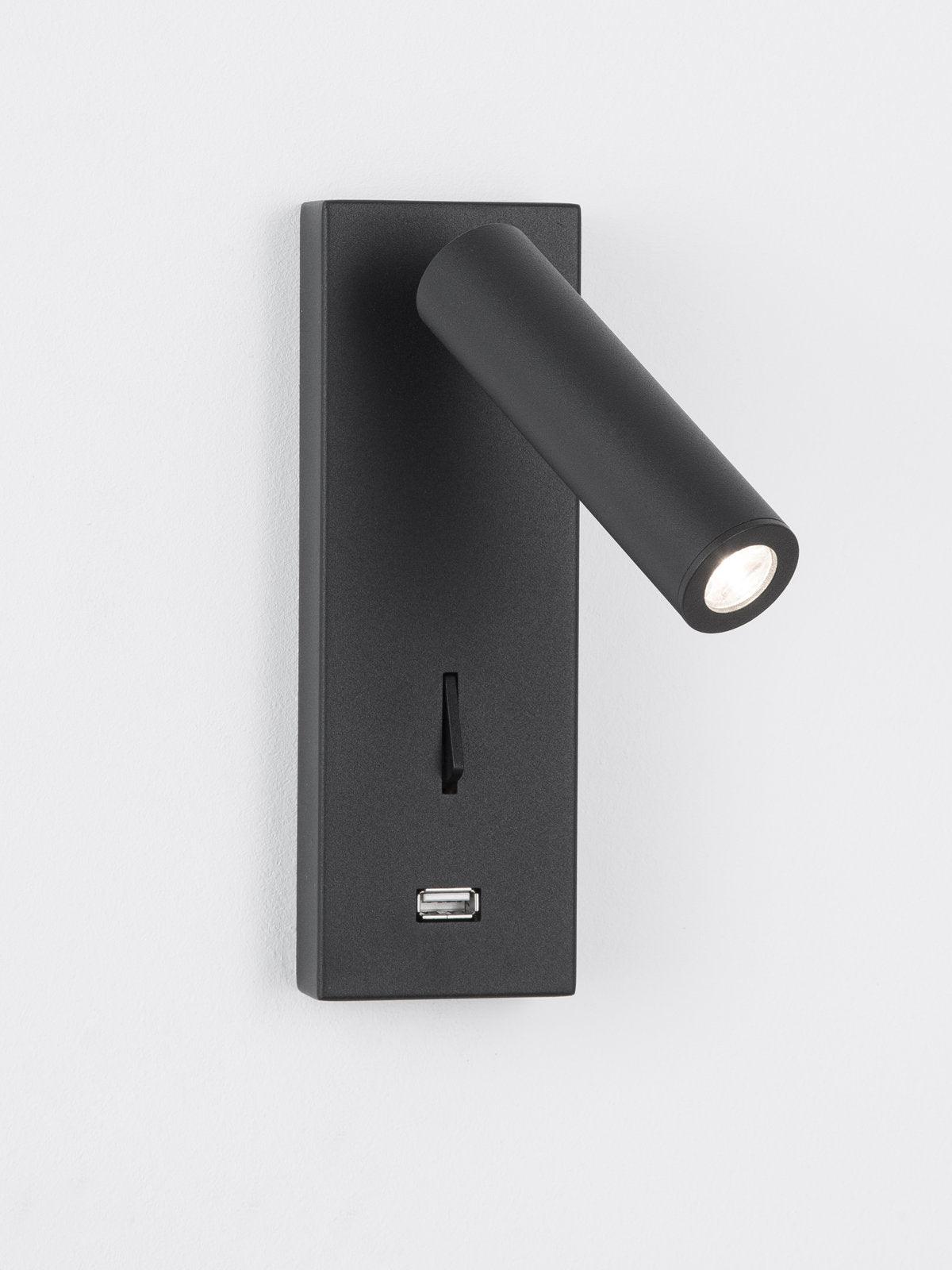 WOW Black Bedside USB Wall Light