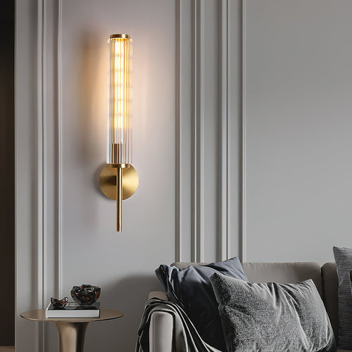WOW Glass Linear Brass Wall Light