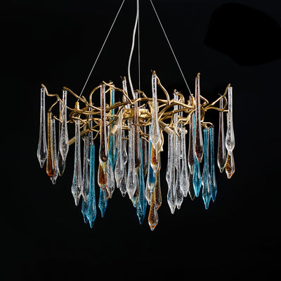 WOW Gold Round Teardrop Chandelier