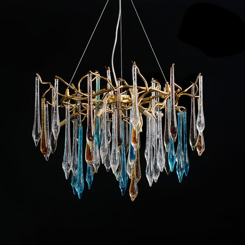 WOW Gold Round Teardrop Chandelier