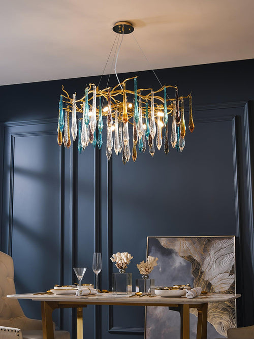 WOW Gold Round Teardrop Chandelier