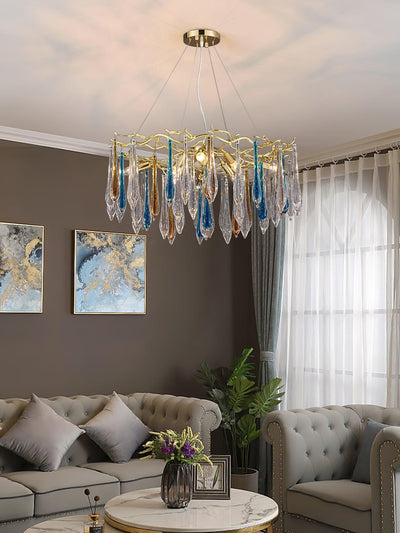 WOW Gold Round Teardrop Chandelier