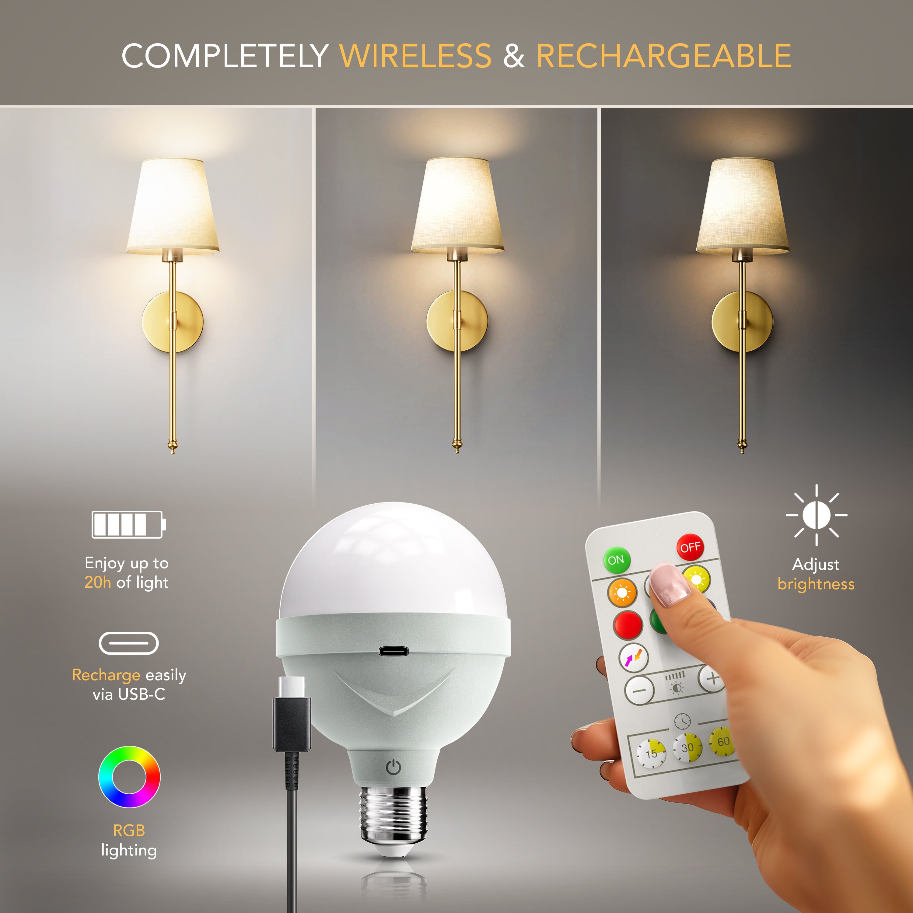 WIRELESS WALL SCONCES (SET OF 2 )