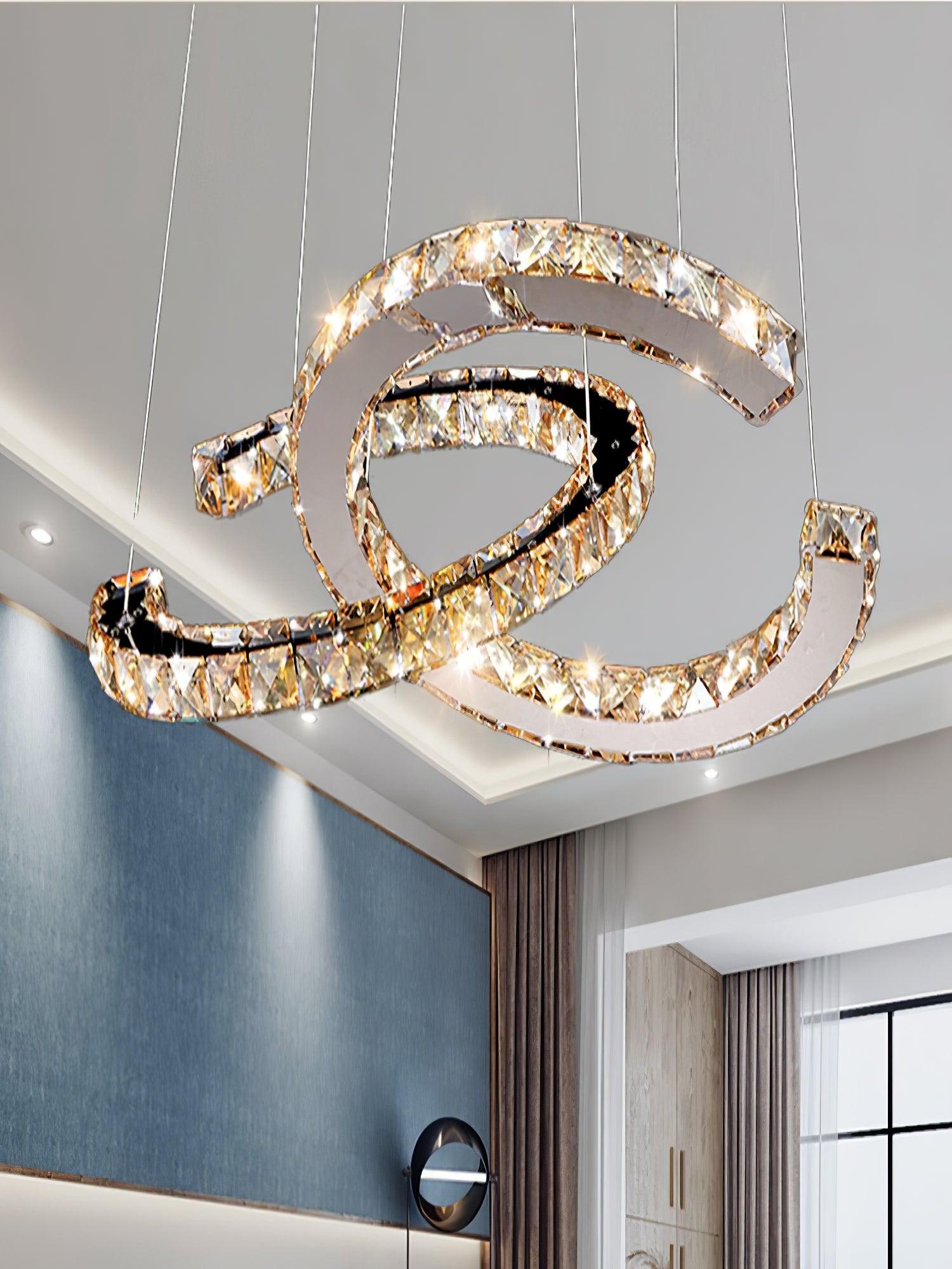 WOW Modern Crystal Double C Chandelier