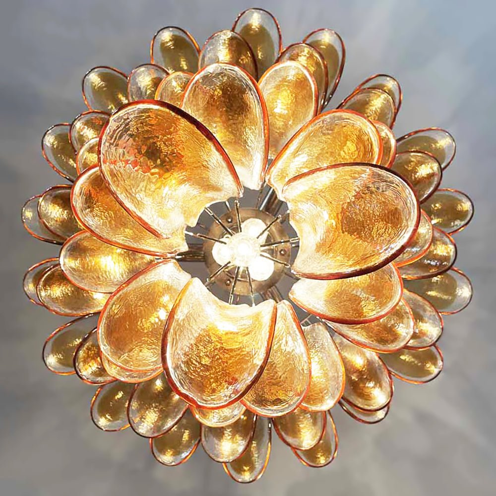 WOW Amber Murano Glass Petals Gorgeous Chandelier-Wow5325