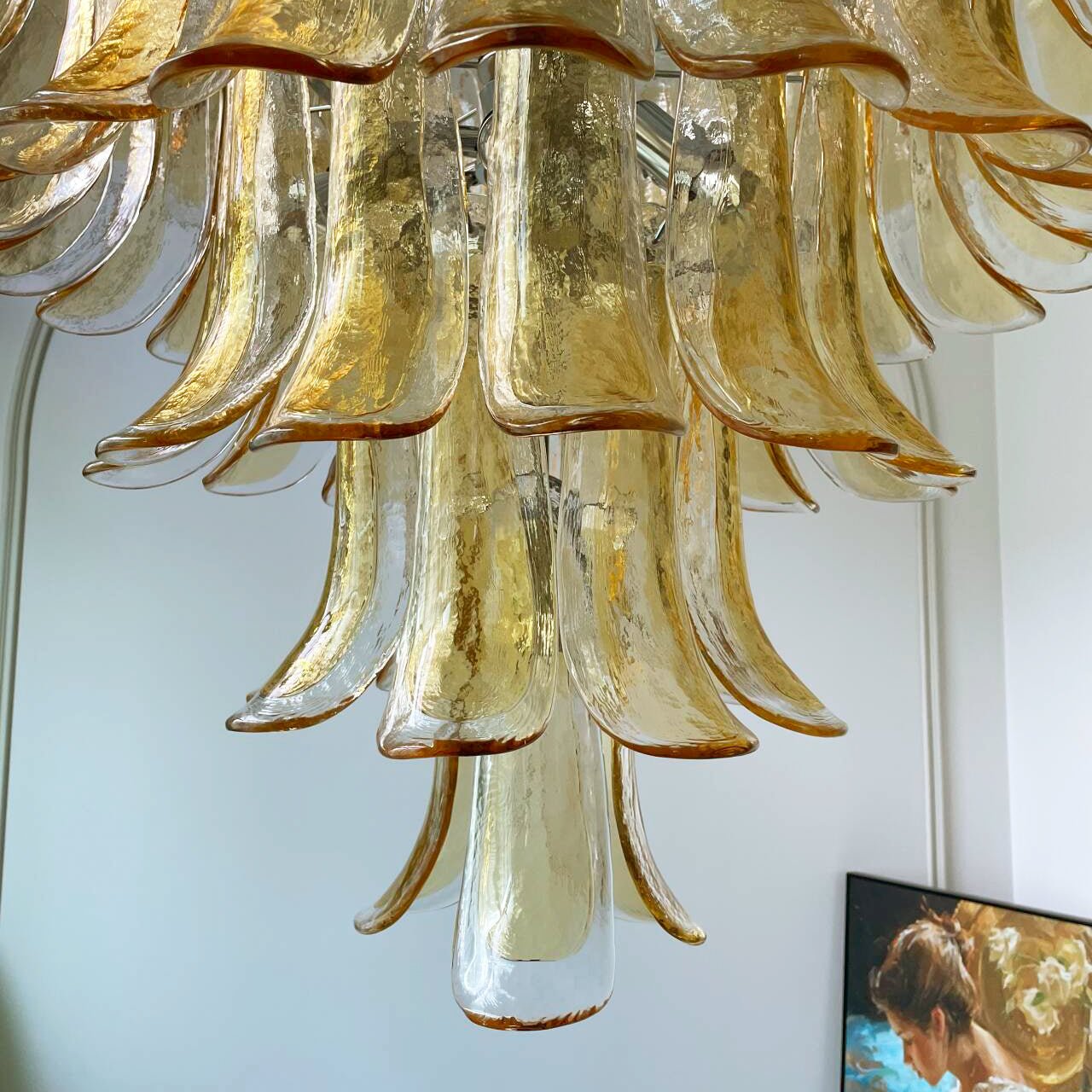 WOW Amber Murano Glass Petals Gorgeous Chandelier-Wow5325