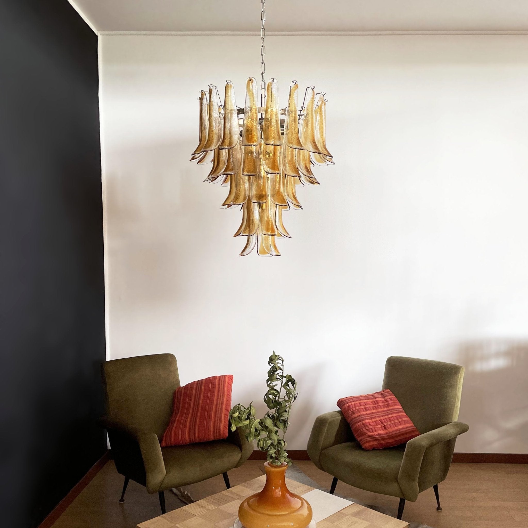 WOW Amber Murano Glass Petals Gorgeous Chandelier-Wow5325