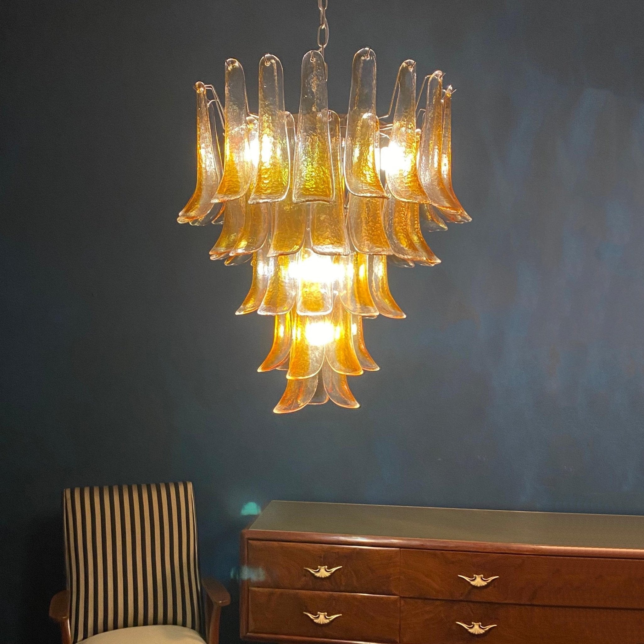 WOW Amber Murano Glass Petals Gorgeous Chandelier-Wow5325