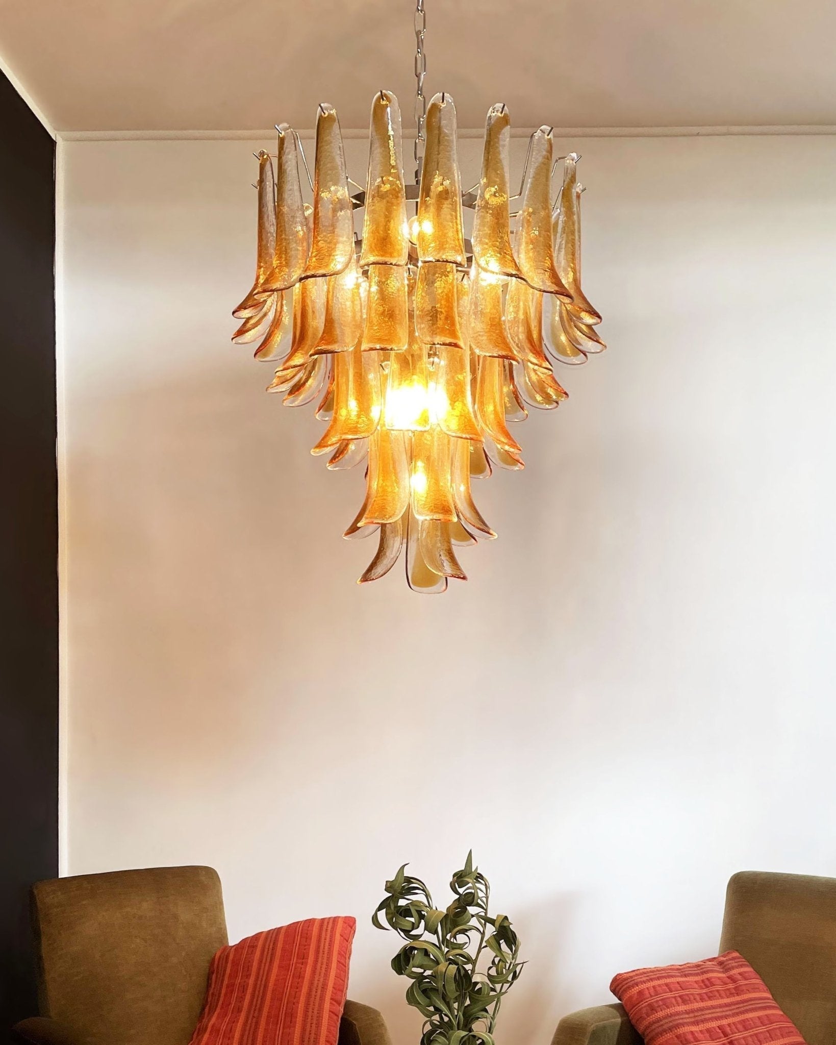 WOW Amber Murano Glass Petals Gorgeous Chandelier-Wow5325