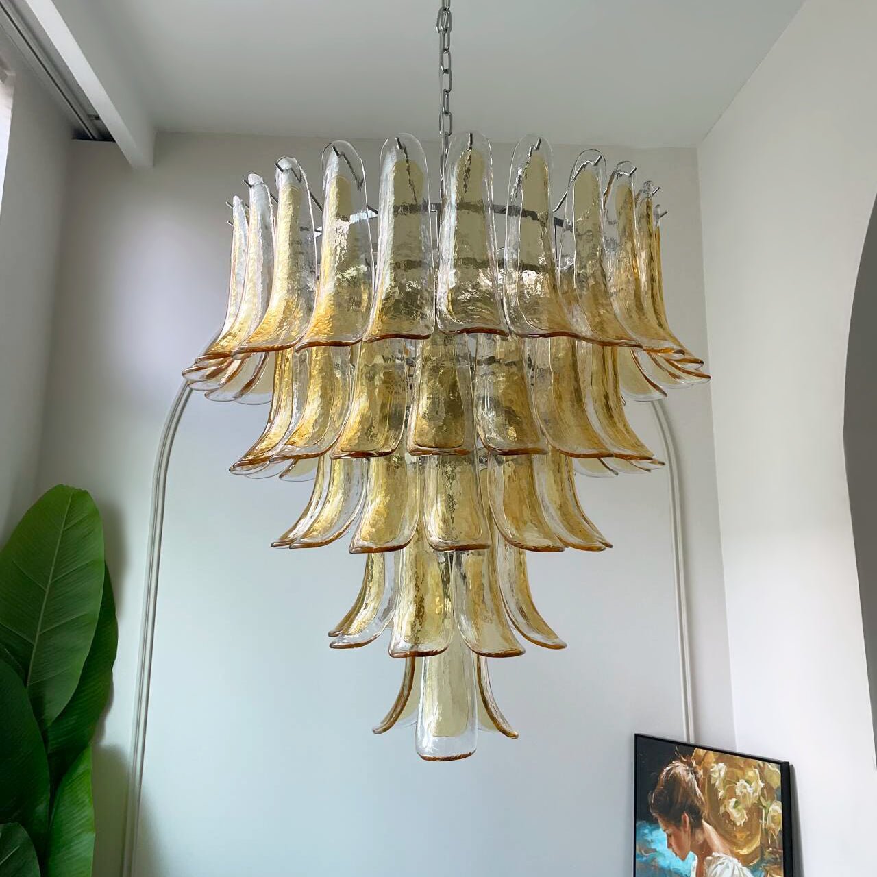 WOW Amber Murano Glass Petals Gorgeous Chandelier-Wow5325