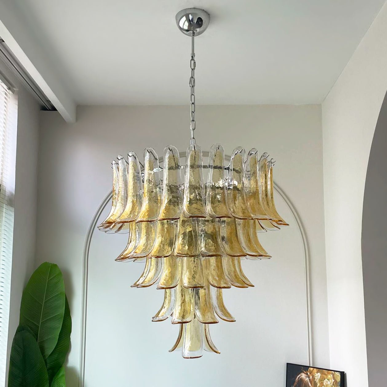 WOW Amber Murano Glass Petals Gorgeous Chandelier-Wow5325