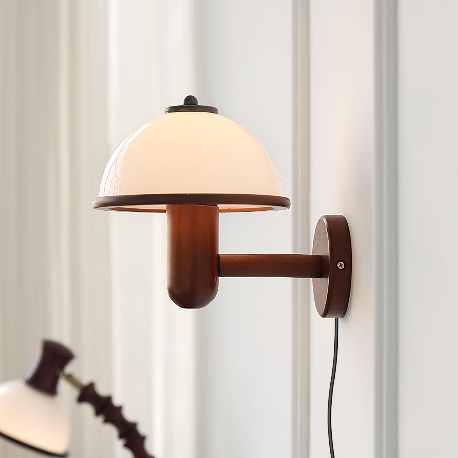 WOW Mushroom Wood Wall Lamp