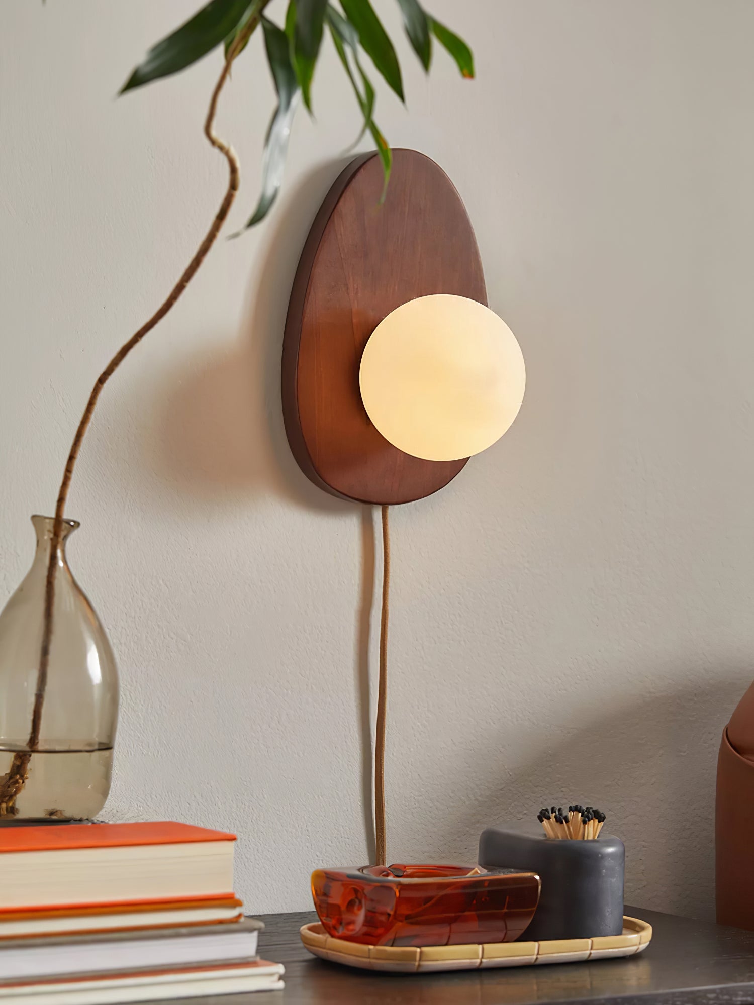 WOW Orba Walnut Plug-in Wall Lamp