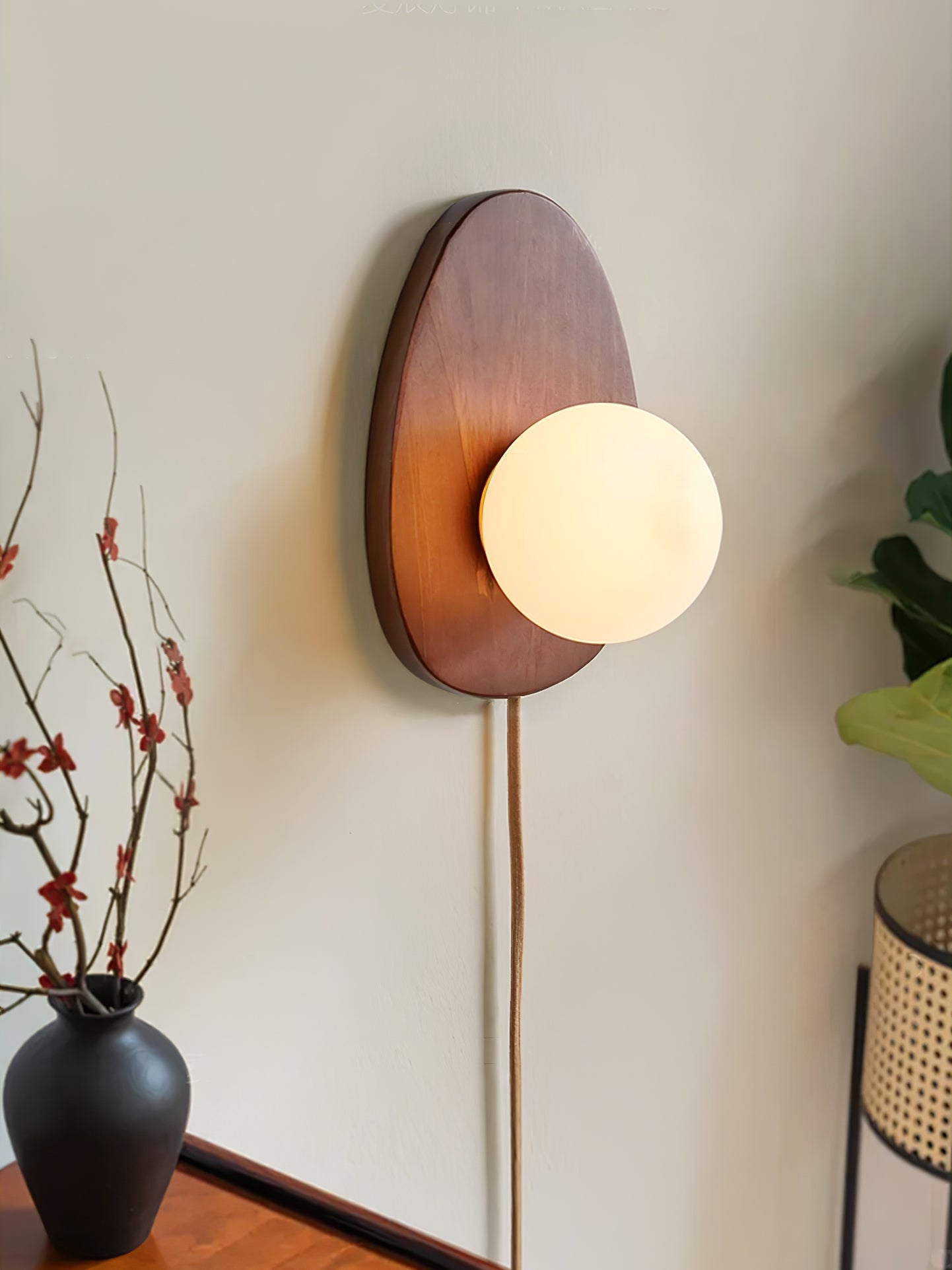 WOW Orba Walnut Plug-in Wall Lamp