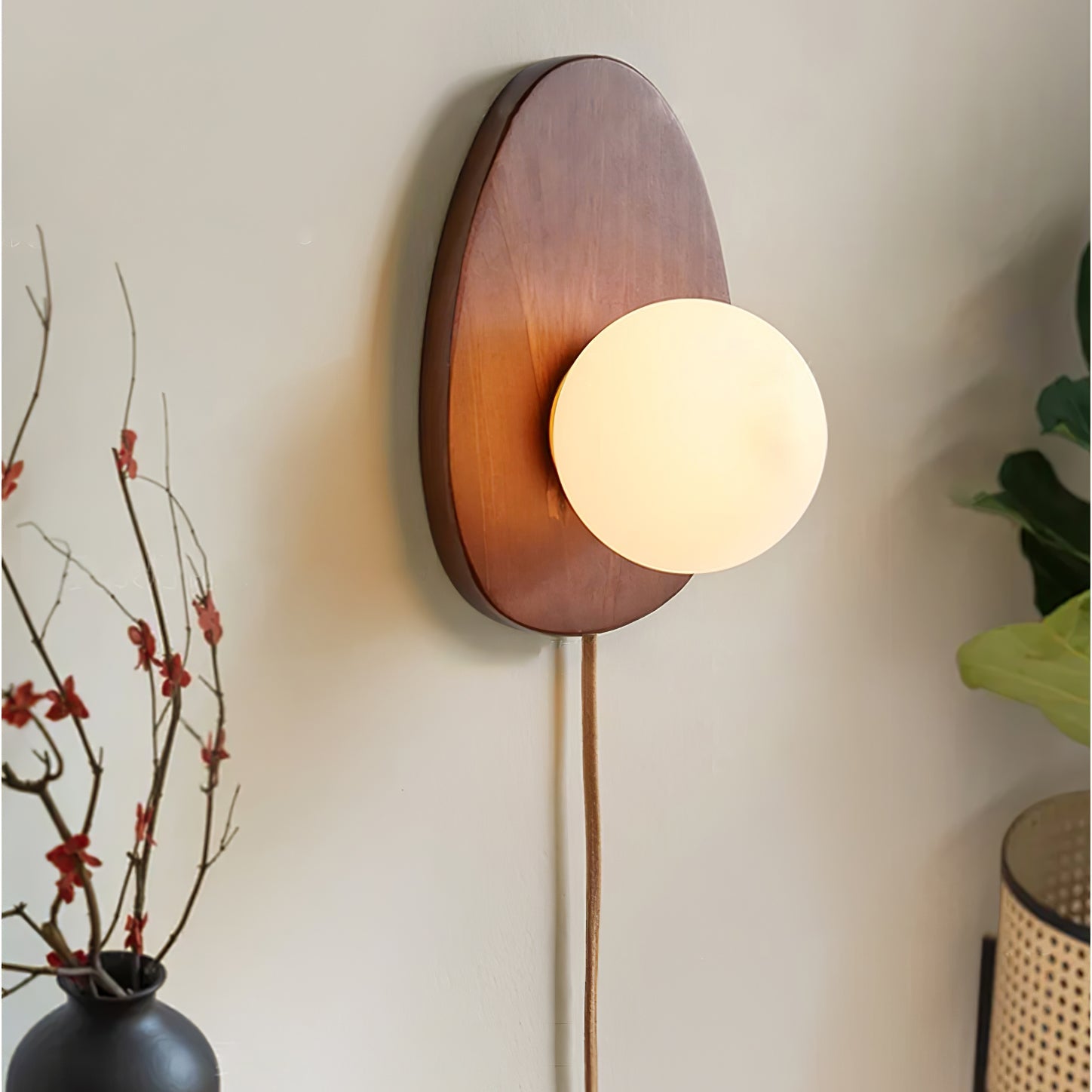 WOW Orba Walnut Plug-in Wall Lamp