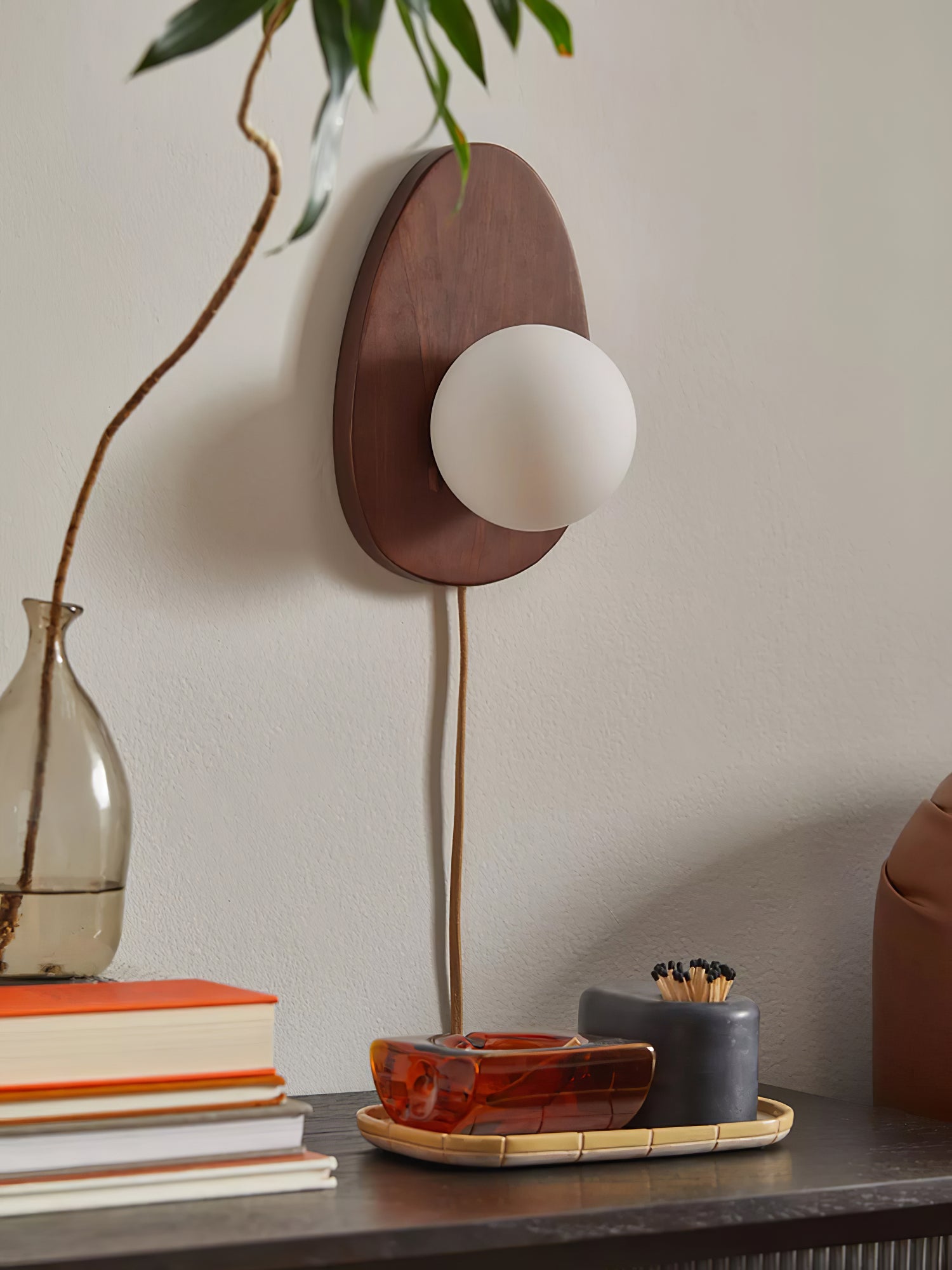 WOW Orba Walnut Plug-in Wall Lamp