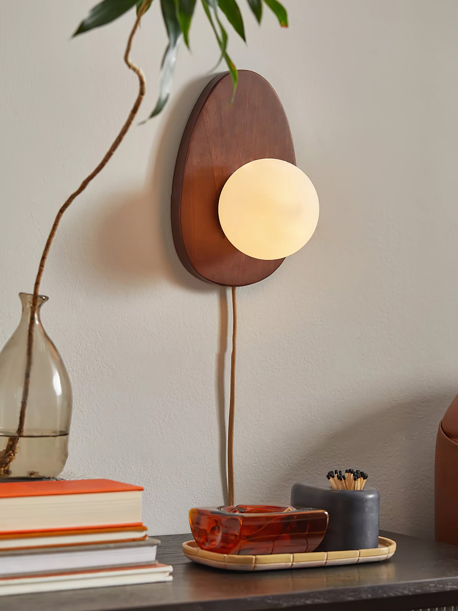 WOW Orba Walnut Plug-in Wall Lamp