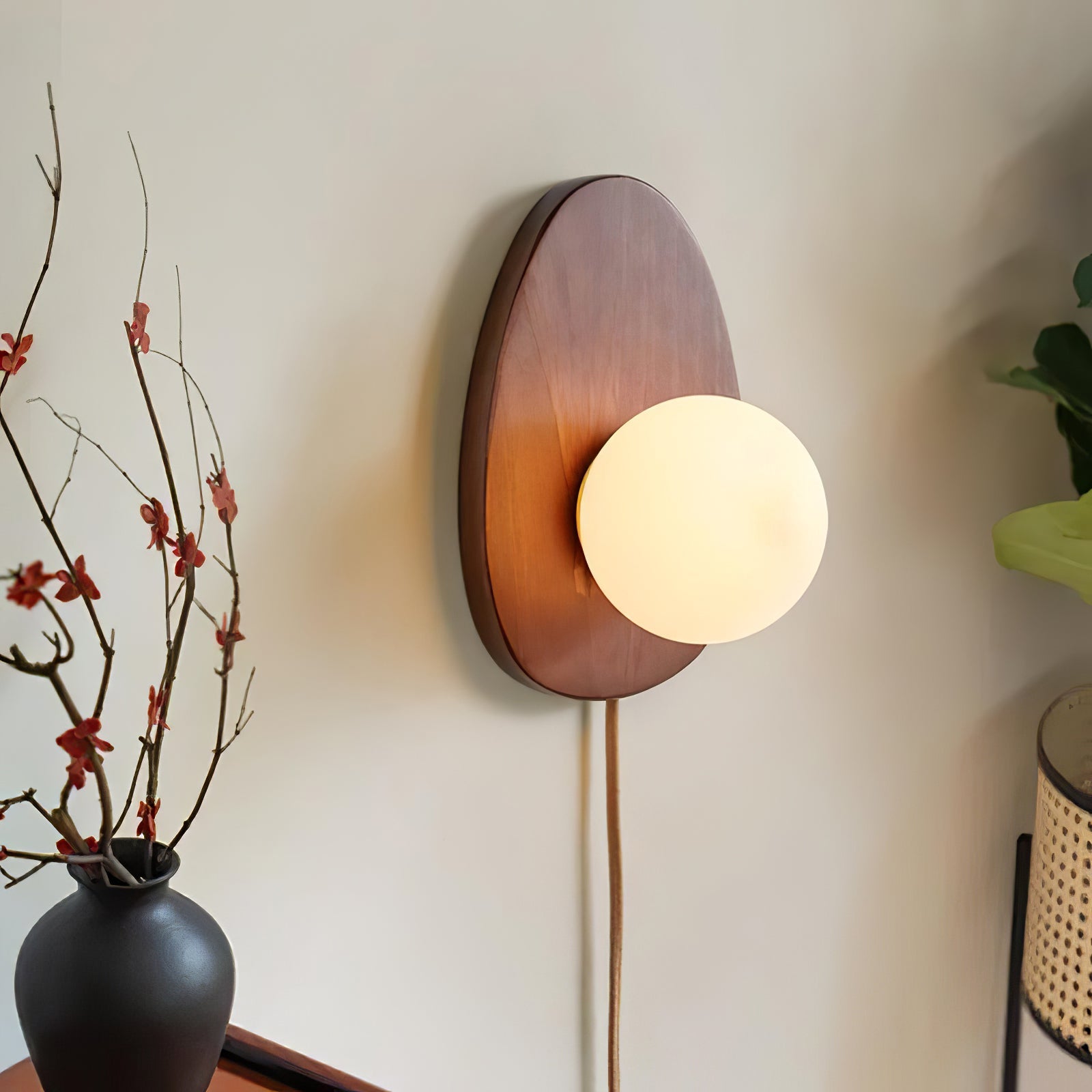 WOW Orba Walnut Plug-in Wall Lamp