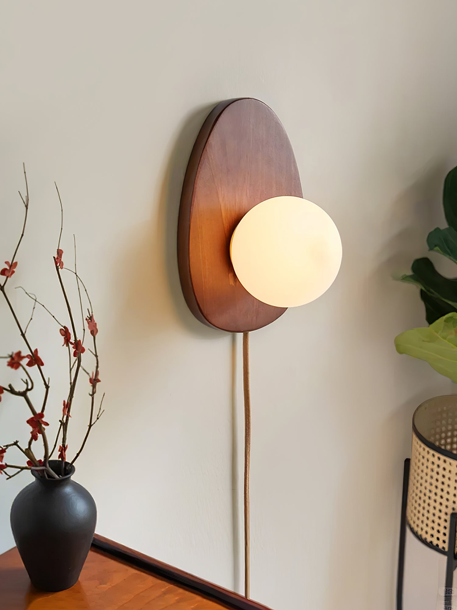 WOW Orba Walnut Plug-in Wall Lamp