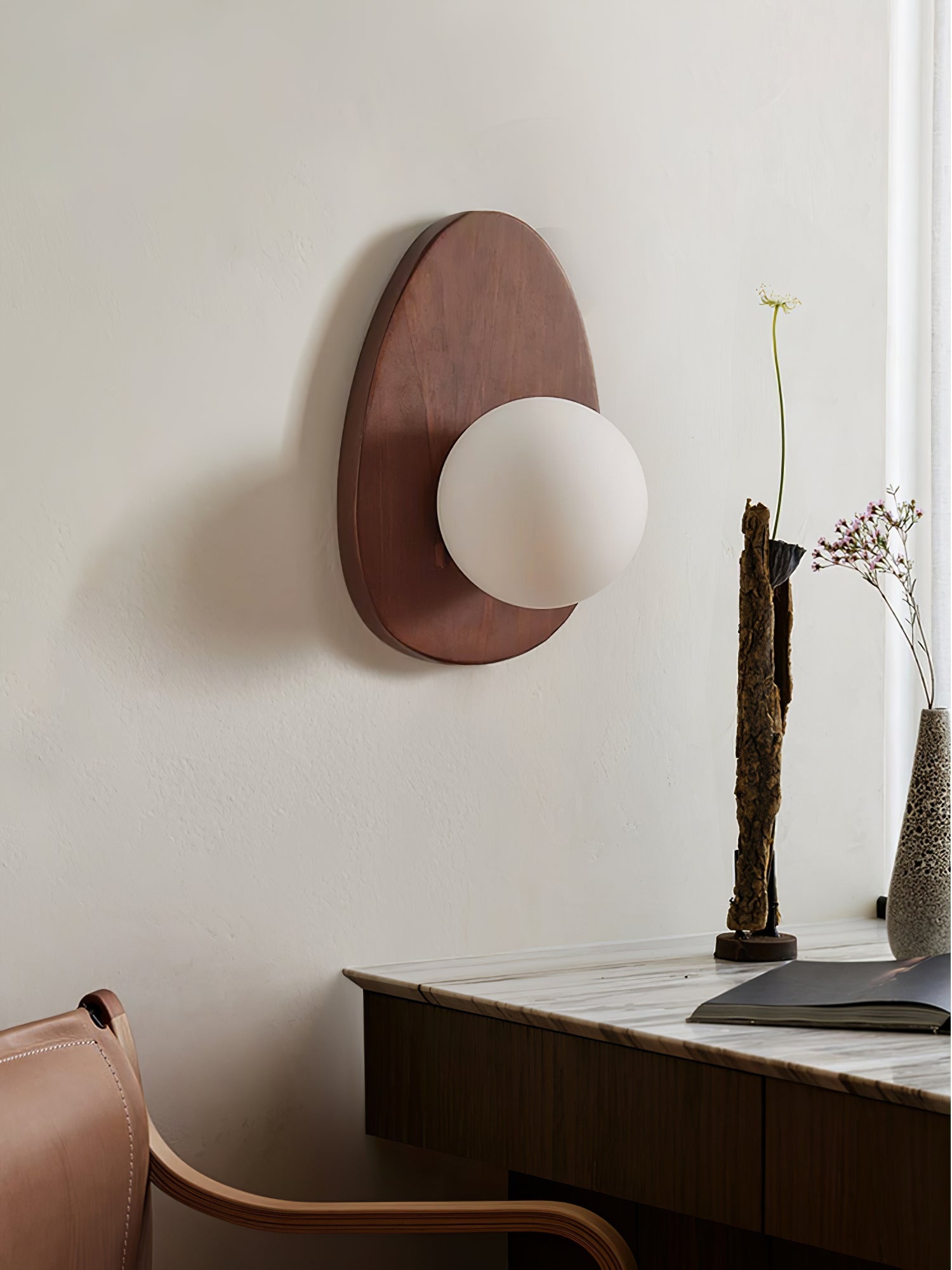 WOW Orba Walnut Wall Lamp