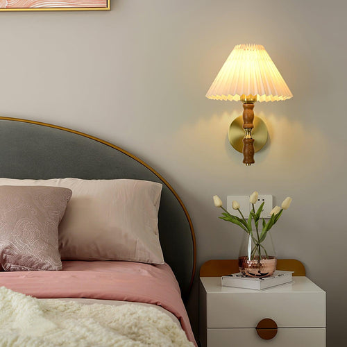 WOW Pleated Walnut Wall Light
