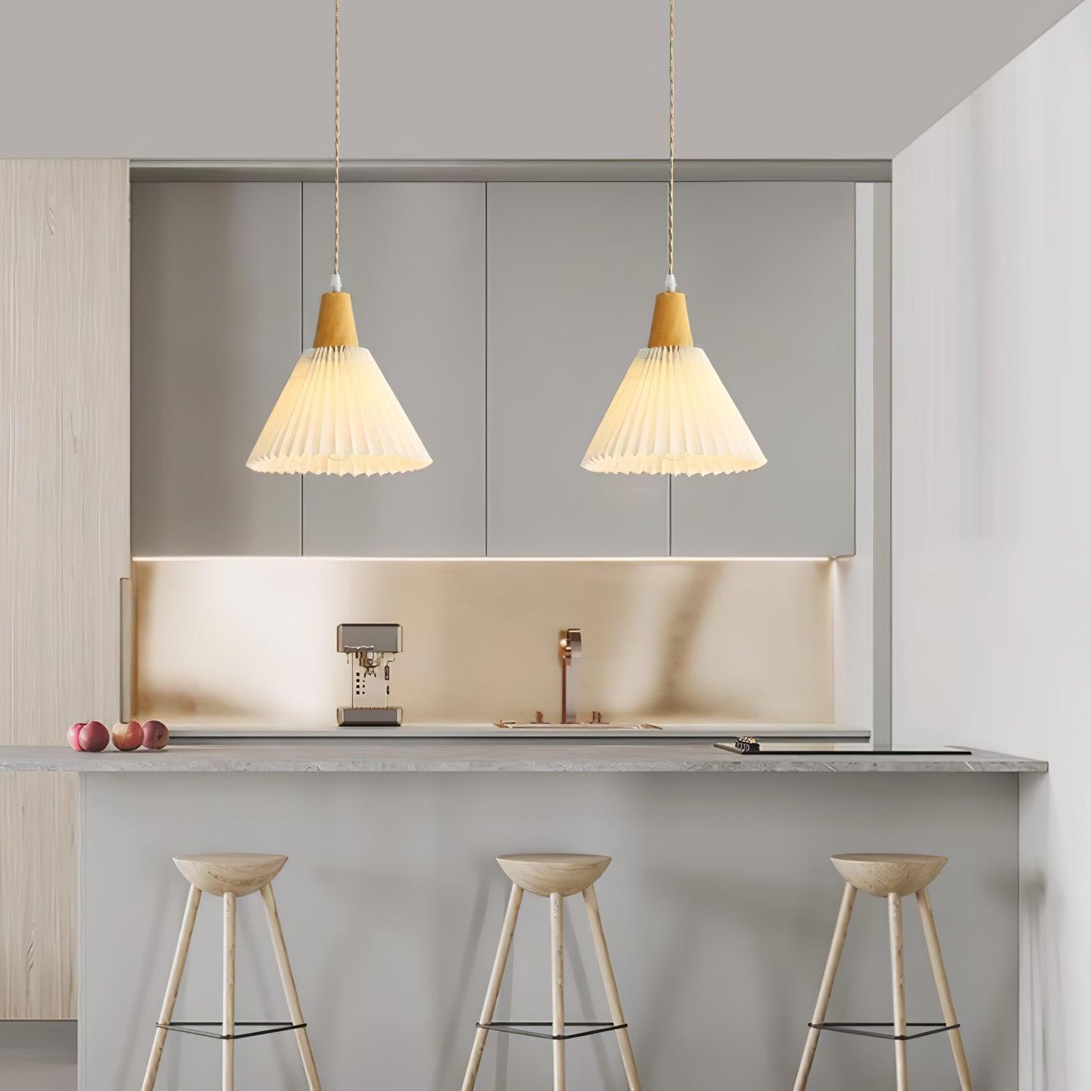 WOW Pleated Wooden Pendant Light
