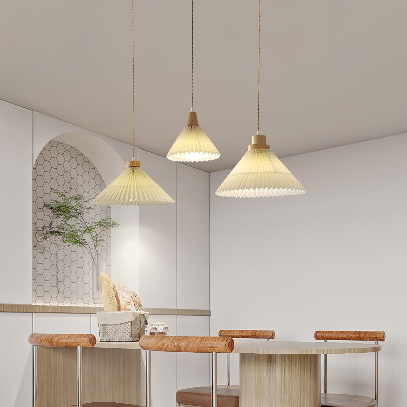 WOW Pleated Wooden Pendant Light