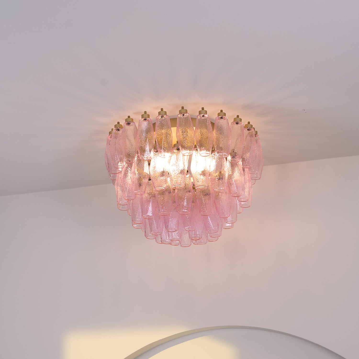 WOW Poliedri Murano Pink Ceiling Light