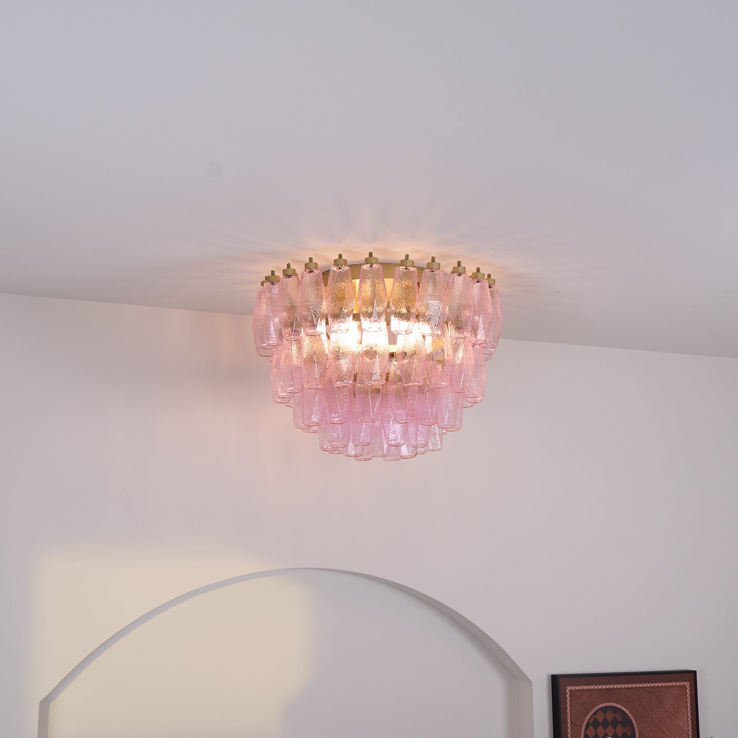 WOW Poliedri Murano Pink Ceiling Light