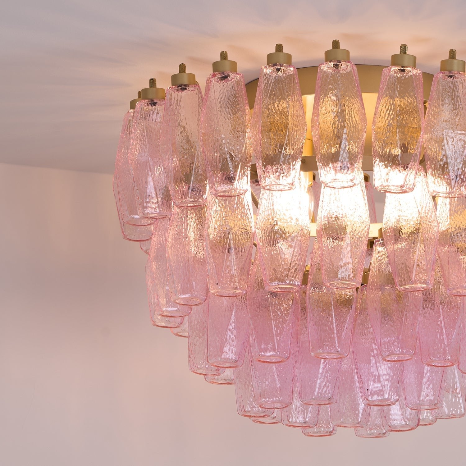 WOW Poliedri Murano Pink Ceiling Light