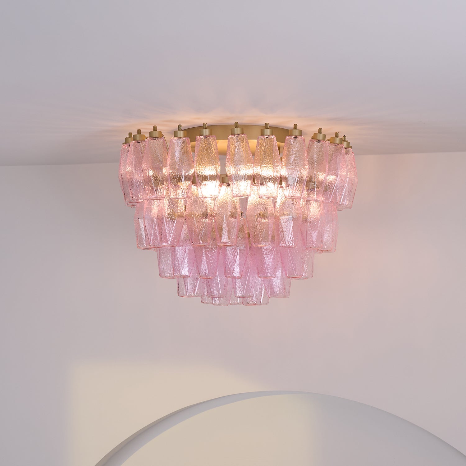 WOW Poliedri Murano Pink Ceiling Light