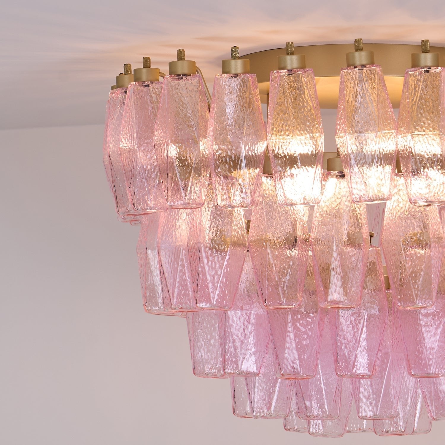 WOW Poliedri Murano Pink Ceiling Light
