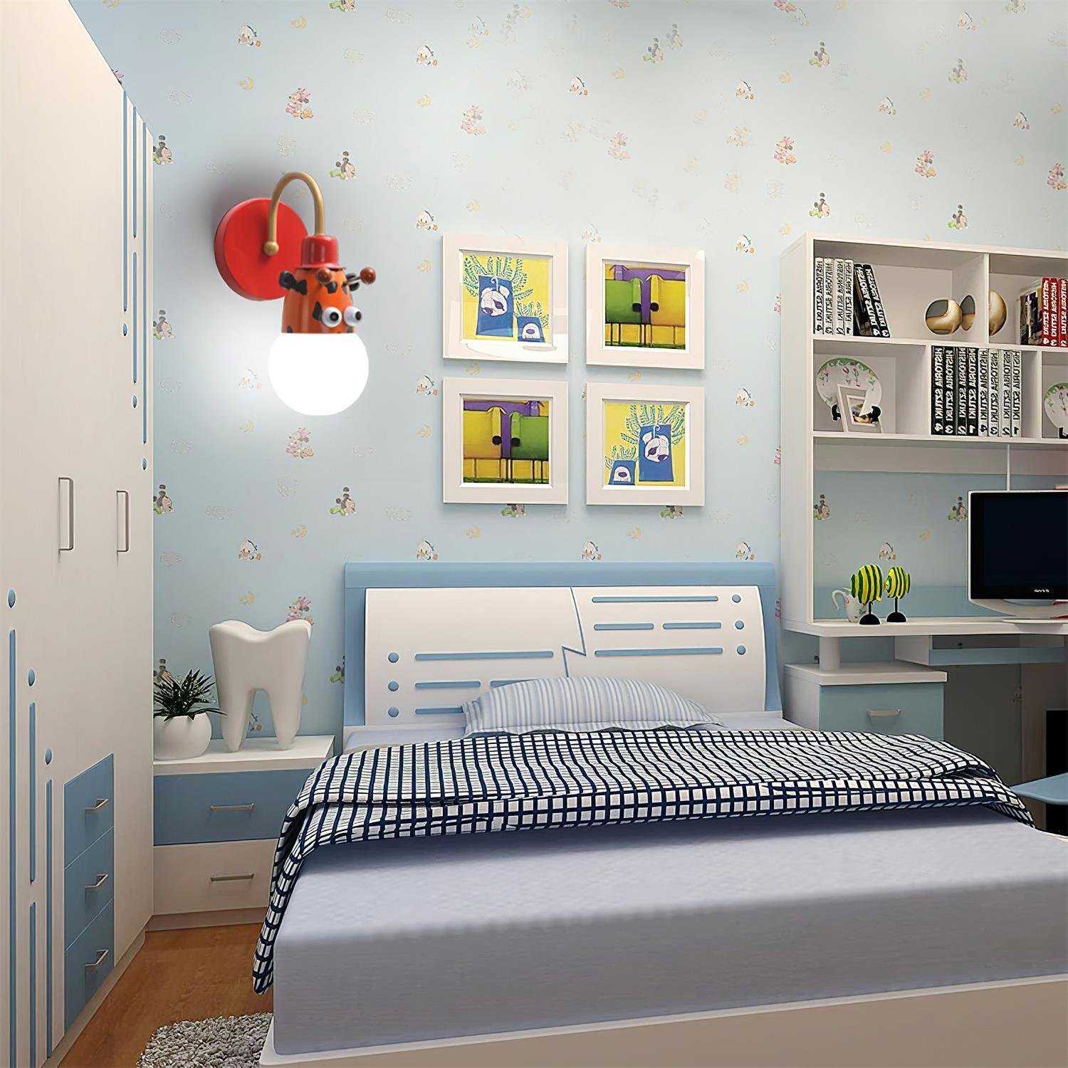 WOW Cartoon Animal Kids Wall Lamp