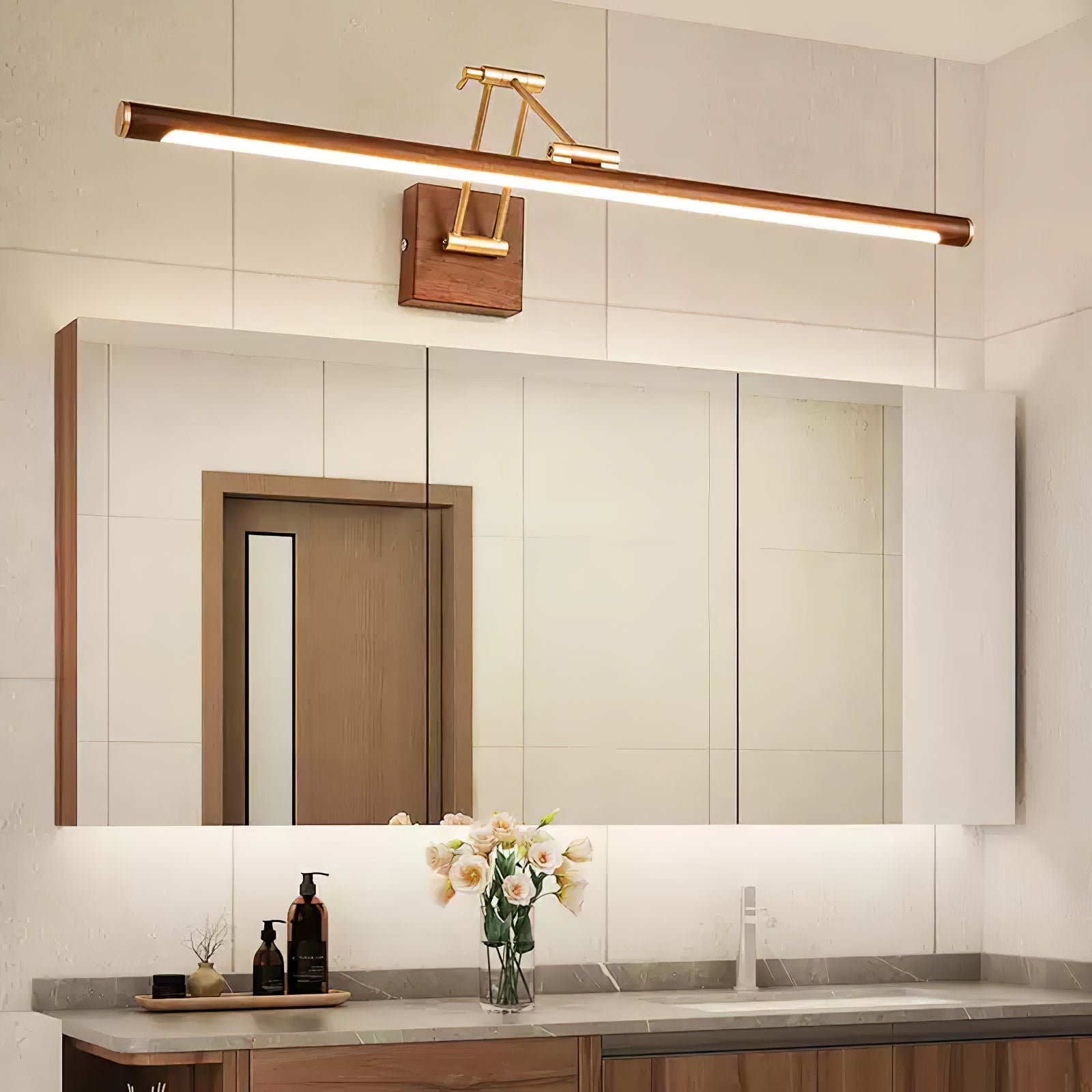 WOW Walnut Color Linear Adjustable Wall Light