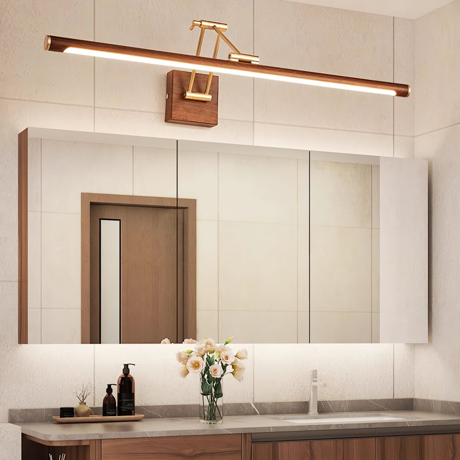 WOW Walnut Color Linear Adjustable Wall Light