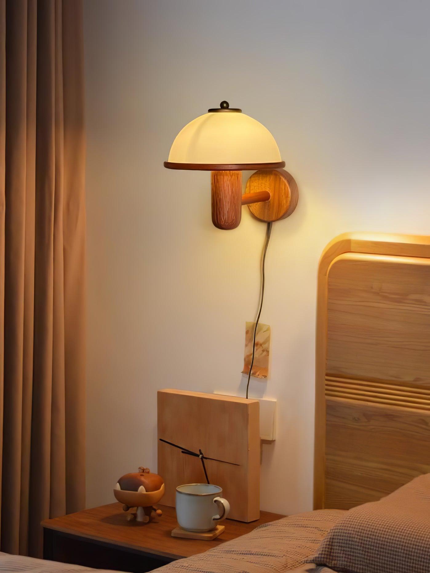 WOW Mushroom Wood Wall Lamp