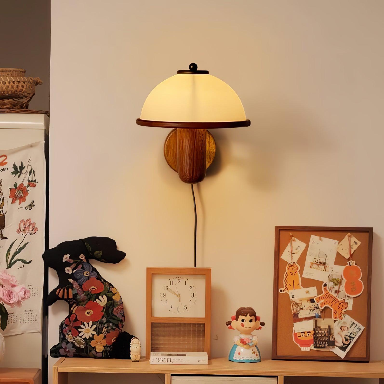 WOW Mushroom Wood Wall Lamp