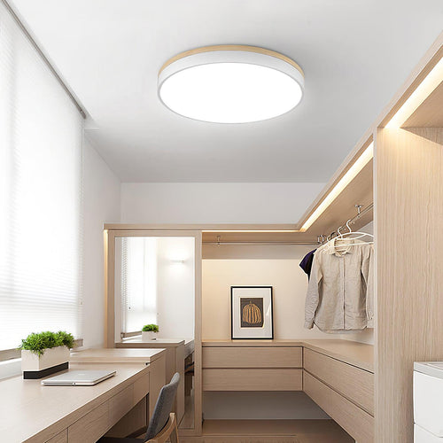 WOW White Round Wooden Ceiling Lamp