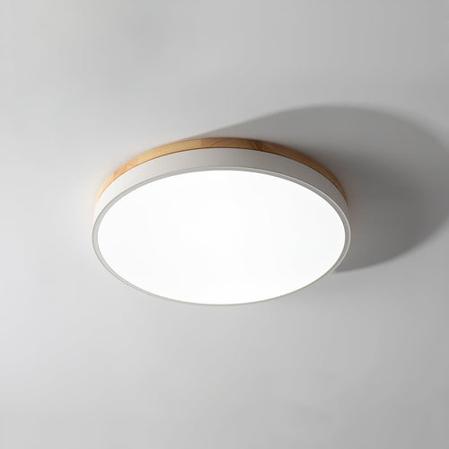 WOW White Round Wooden Ceiling Lamp