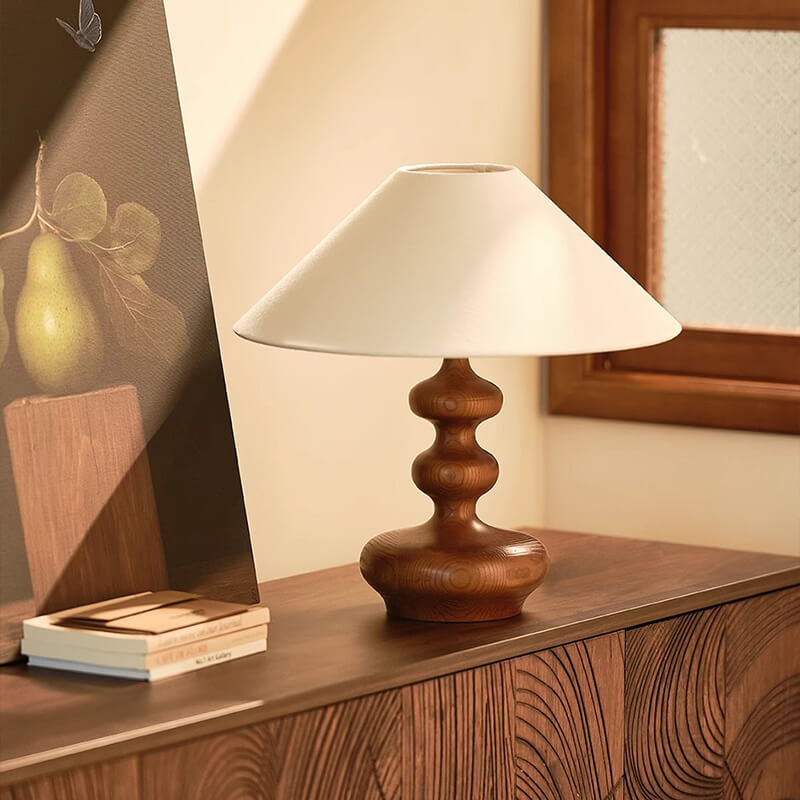 Retro Solid Wood Table Lamp