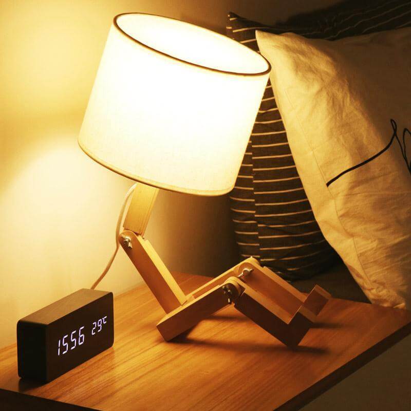 Creative Wooden Robot Table Lamp