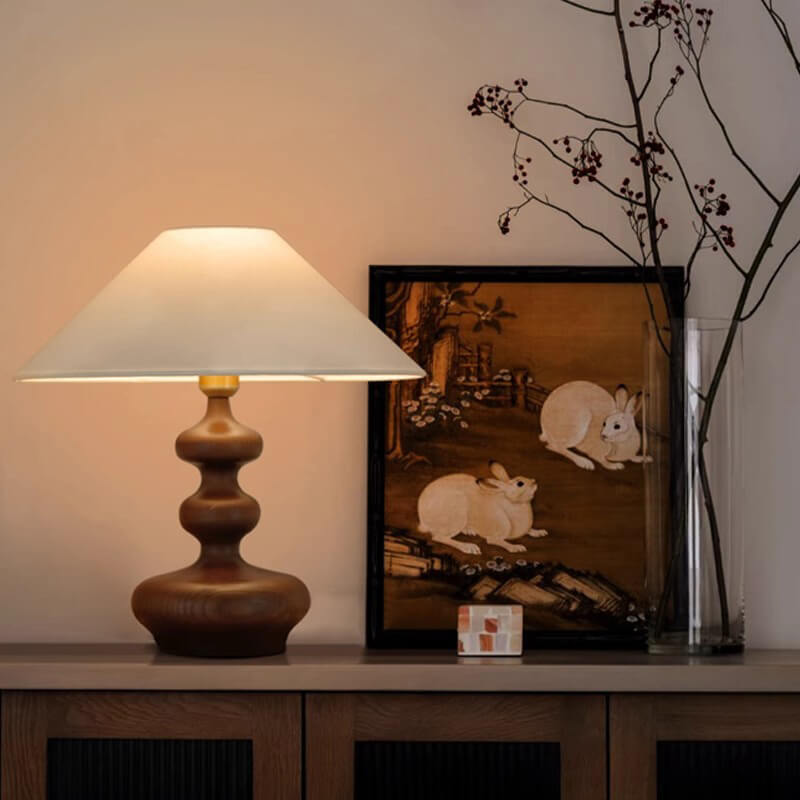 Retro Solid Wood Table Lamp