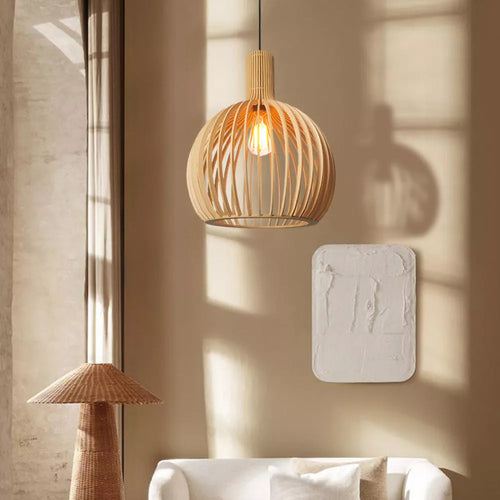 WOW Modern Wooden Pendant Light Fixture Nordic Creative Birdcage Chandelier