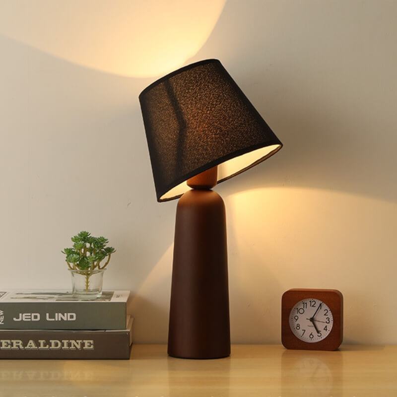 Solid Wood & Fabric Shade LED Table Lamp