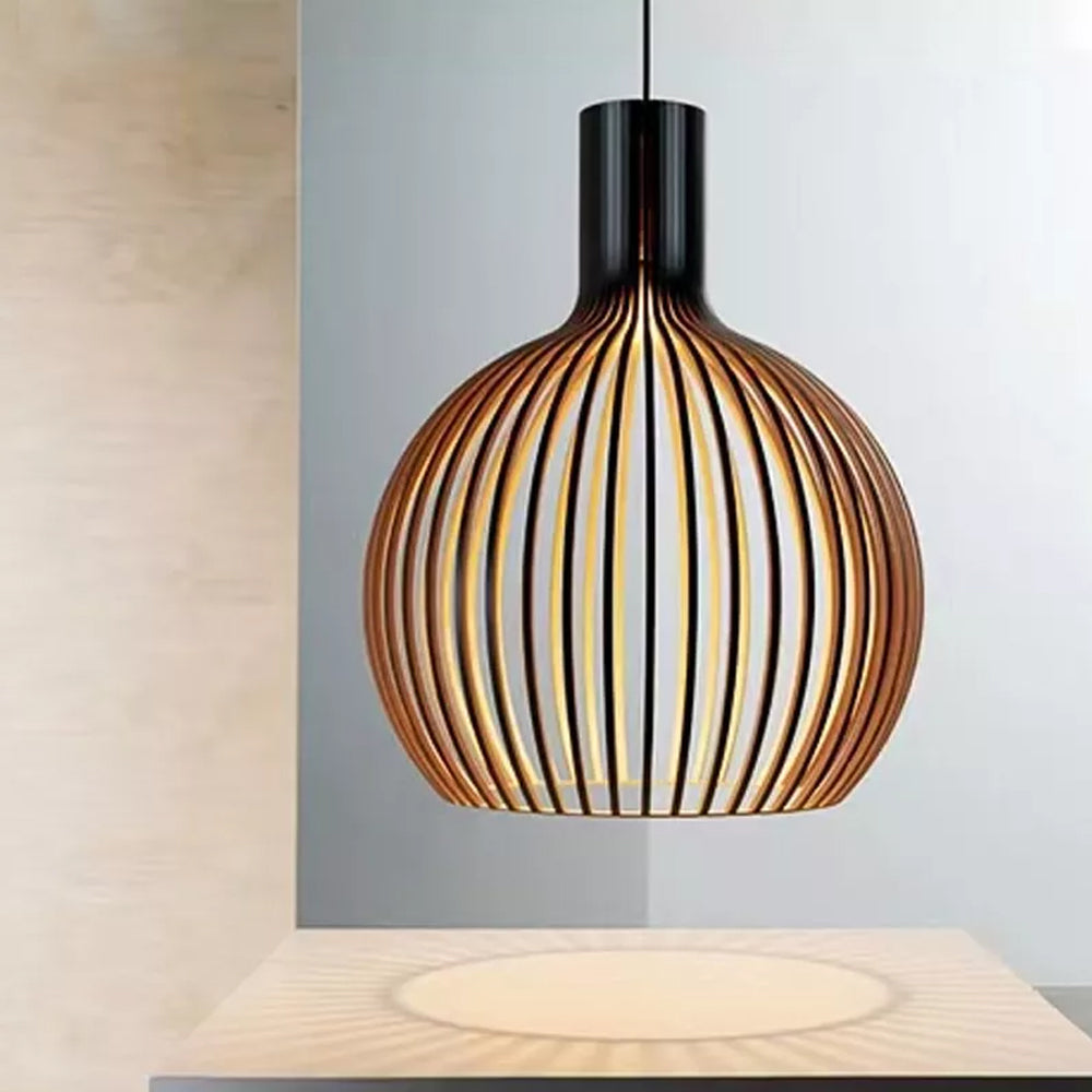 WOW Modern Wooden Pendant Light Fixture Nordic Creative Birdcage Chandelier