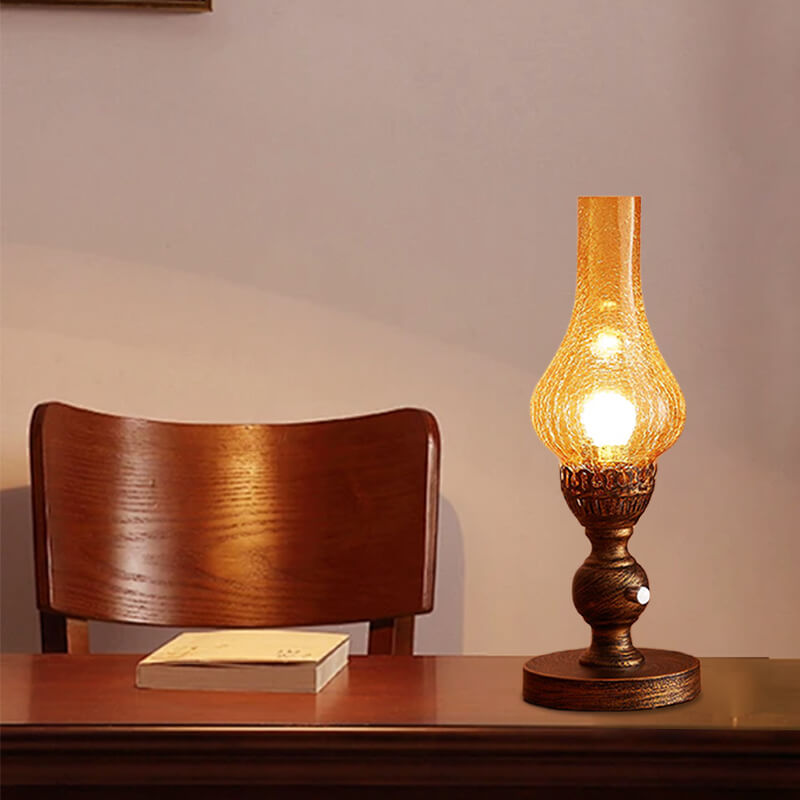Retro Crackled Glass Kerosene Lamp