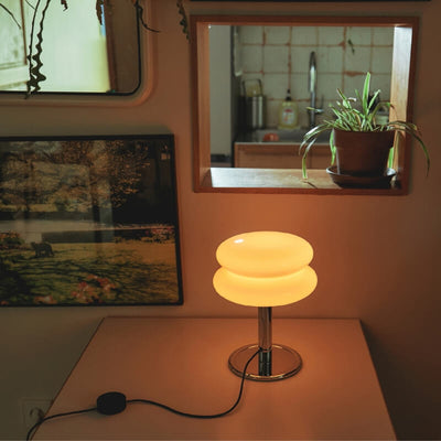 LED Cream Glass Table Lamp