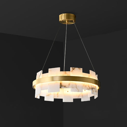 WOW Gold Alabaster Round Chandelier-wow2394